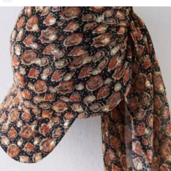 Free  People X Rahi sun visor cap with scarf cover, multi brown/pink only NWT